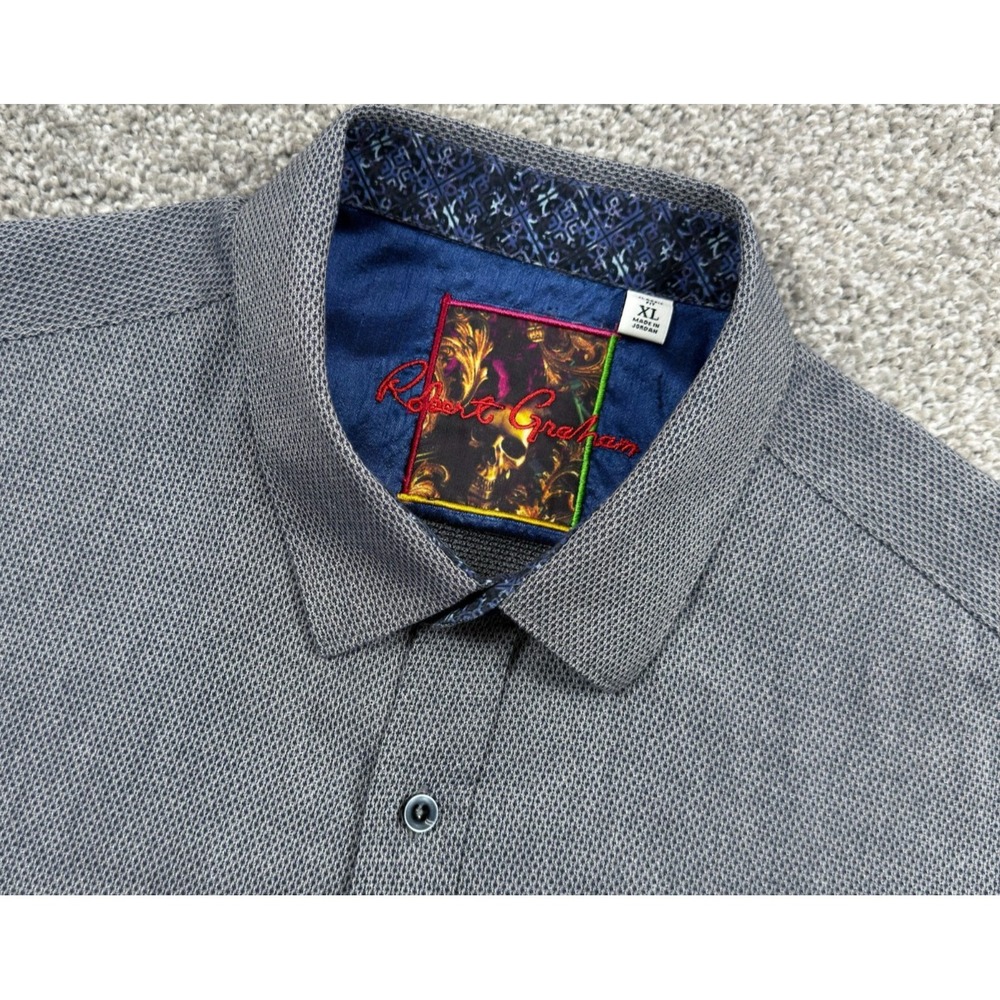 Robert Graham Shirt Mens XL Classic Fit Blue Geometric Long Sleeve Button Up